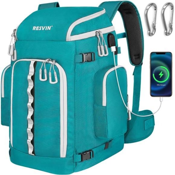 Ski Boot Bag, 65L Ski Boot Bag Backpack 1680D Nylon Waterproof Ski Bag - Picture 1 of 7